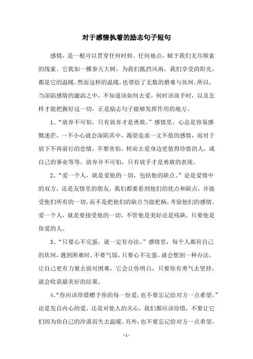 对于感情执着的励志句子短句
