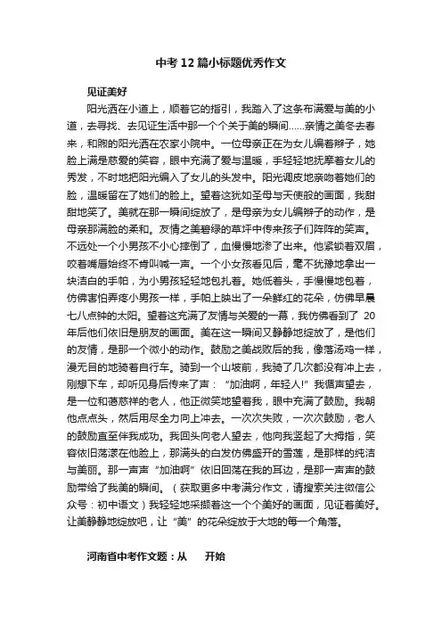 中考12篇小标题优秀作文