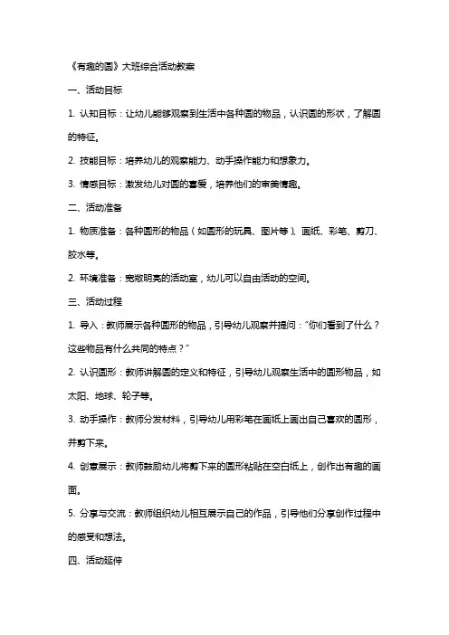 《有趣的圆》大班综合活动教案