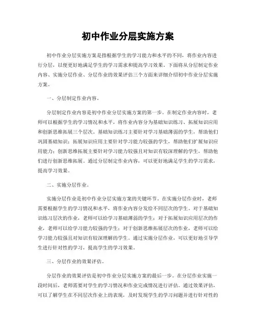 初中作业分层实施方案