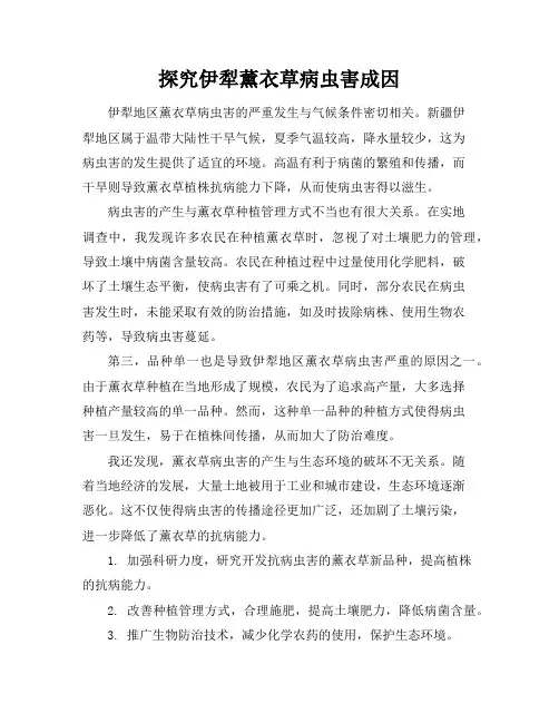 探究伊犁薰衣草病虫害成因