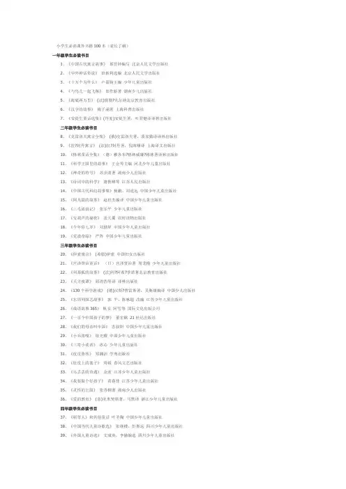 小学生必读课外书籍100本(家长了解)