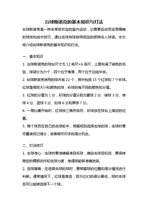 台球斯诺克的基本知识与打法
