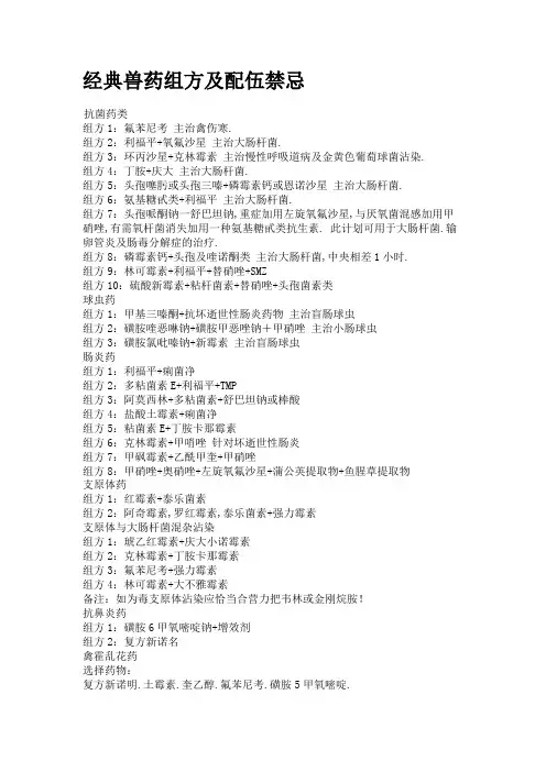 经典兽药组方及配伍禁忌