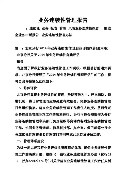 业务连续性管理报告