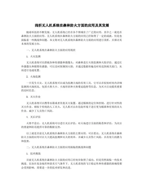 浅析无人机系统在森林防火方面的应用及其发展