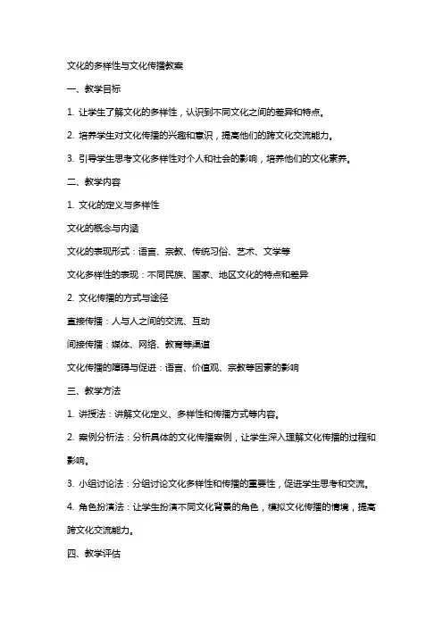 文化的多样性与文化传播教案