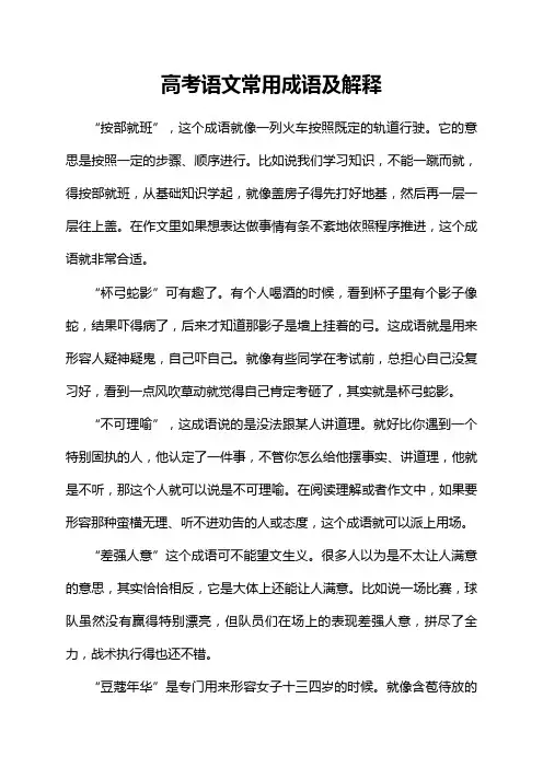 高考语文常用成语及解释