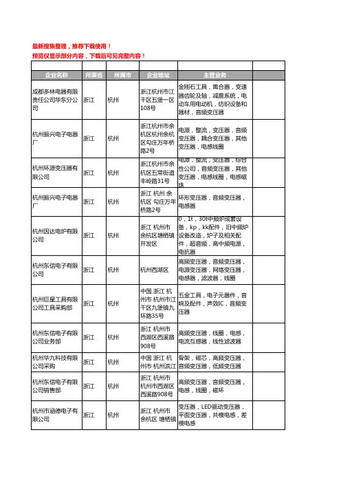 新版浙江省杭州音频变压器工商企业公司商家名录名单联系方式大全16家