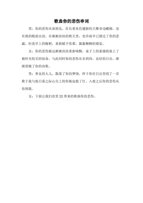 歌曲你的悲伤串词