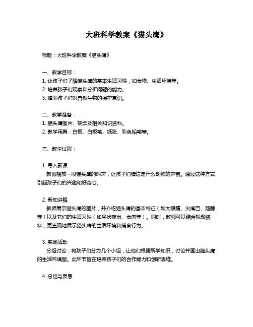 大班科学教案《猫头鹰》