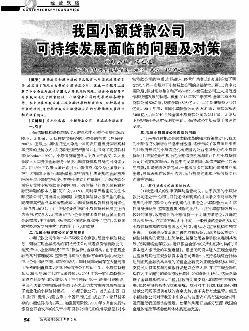 我国小额贷款公司可持续发展面临的问题及对策