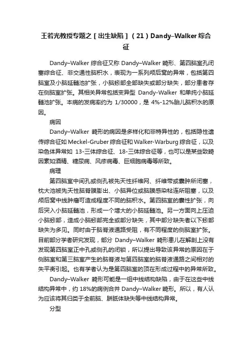 王若光教授专题之［出生缺陷］（21）Dandy–Walker综合征