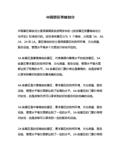 中国景区等级划分