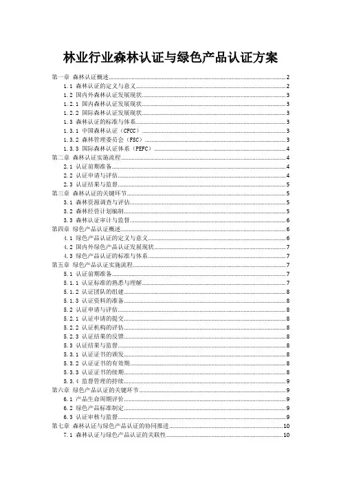 林业行业森林认证与绿色产品认证方案