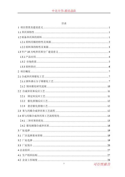 化工设计大赛可行性报告