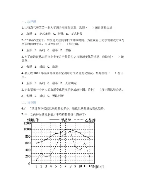 复式折线统计图 小学数学 随堂练习