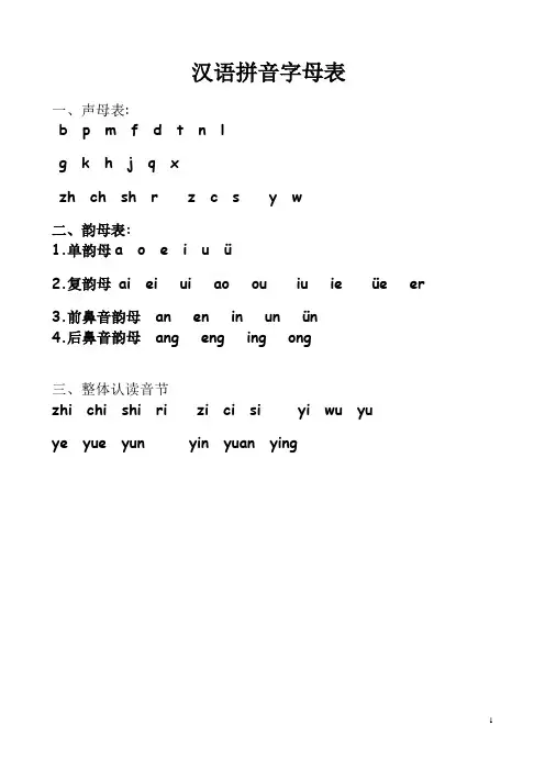 一年级拼音字母表和拼读规则讲课教案