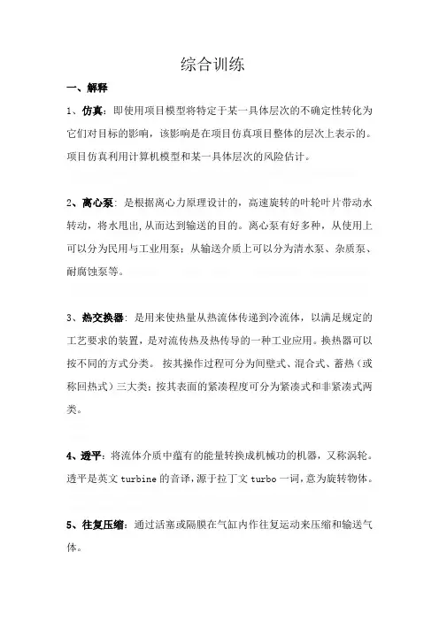 化工仿真综合训练模板