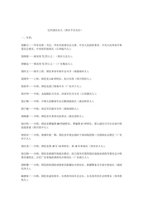 近代饶氏名人(排名不分先后)