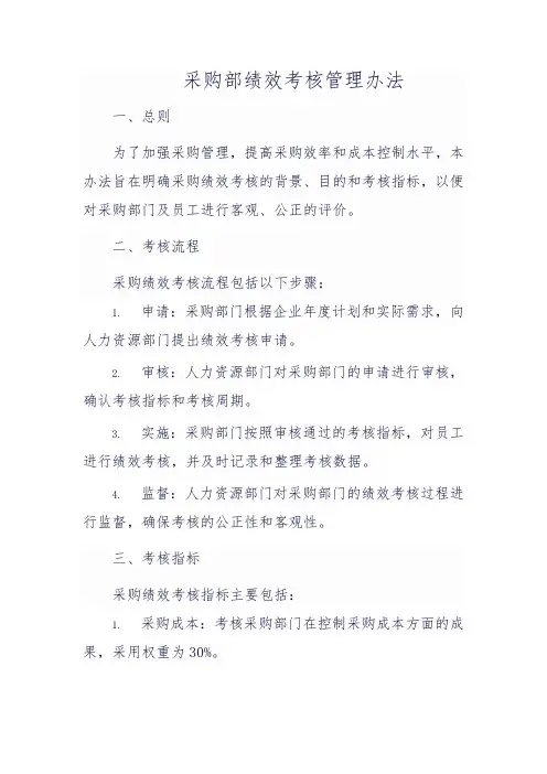 采购部绩效考核管理办法