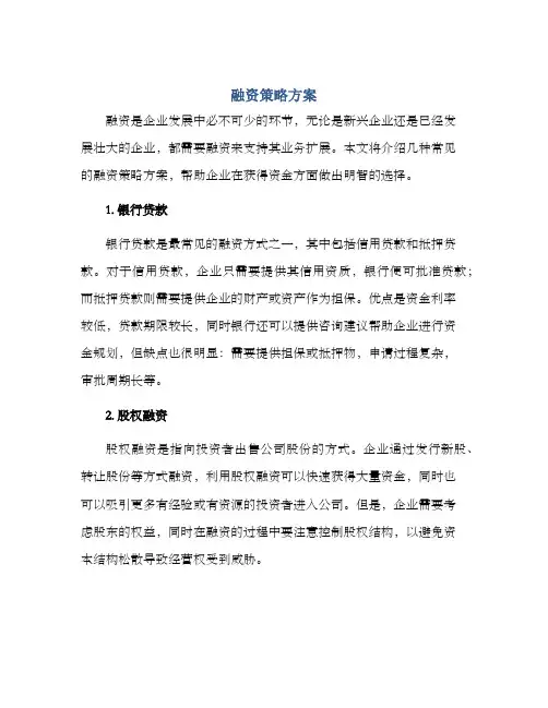 融资策略方案