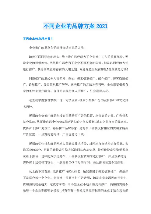 不同企业的品牌方案