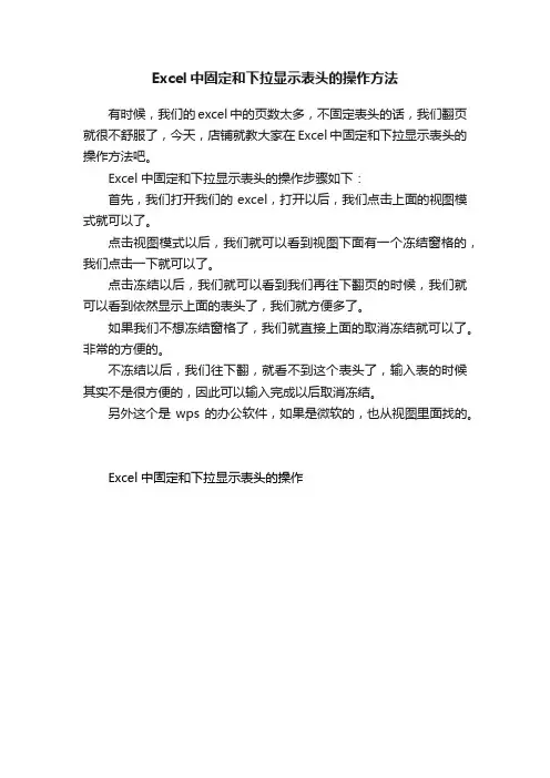 Excel中固定和下拉显示表头的操作方法