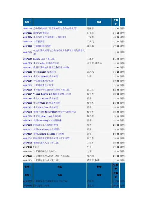 劳动社会保障出版社中职书目