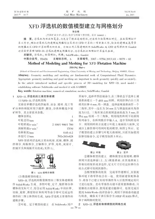 XFD浮选机的数值模型建立与网格划分张会娥