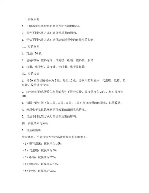 鸡蛋包装实验报告
