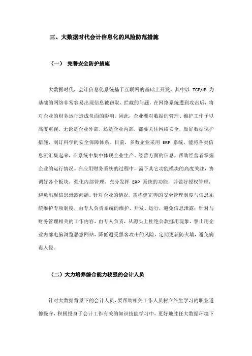 大数据时代下会计信息化的风险因素及防范措施