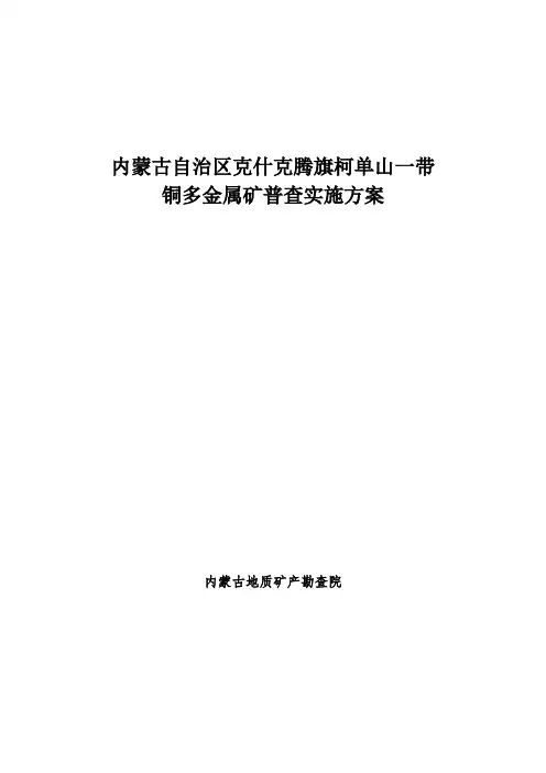 铜多金属矿普查实施方案