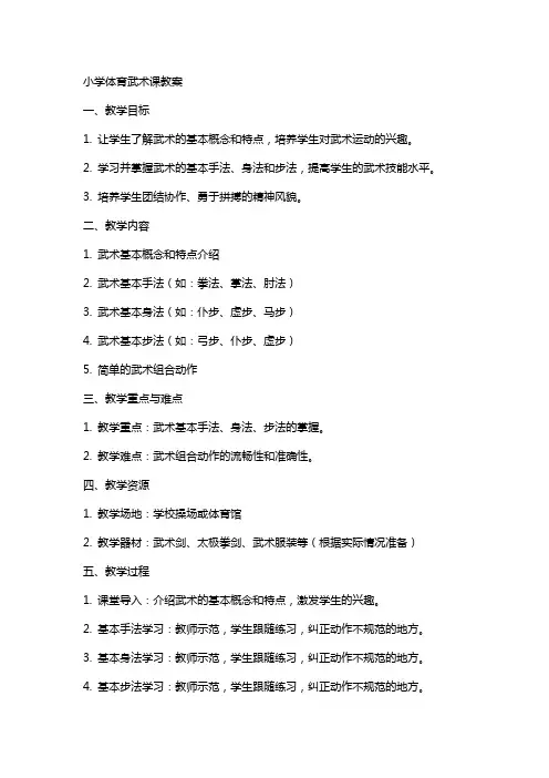 小学体育武术课教案