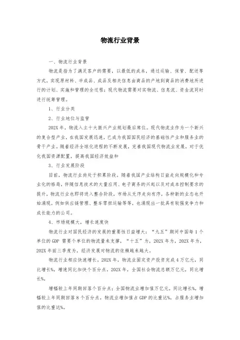 物流行业背景