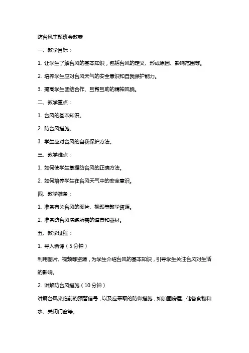 防台风主题班会教案