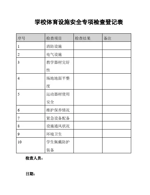 学校体育设施安全专项检查登记表