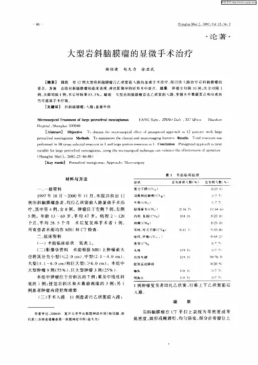 大型岩斜脑膜瘤的显微手术治疗