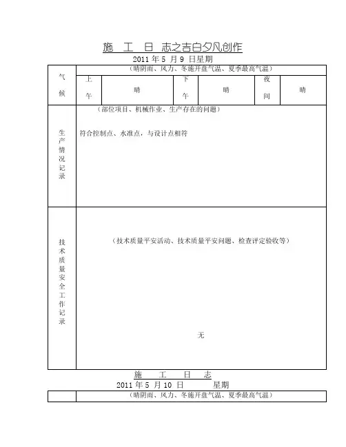 市政公路工程施工日志