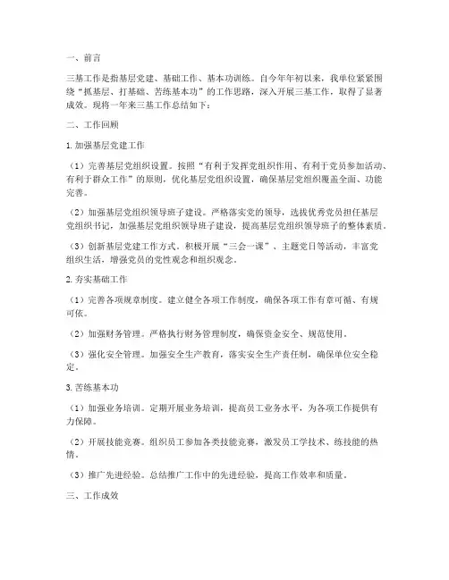 三基工作总结范文