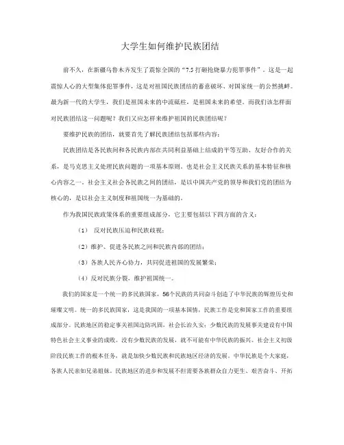 大学生如何维护民族团结