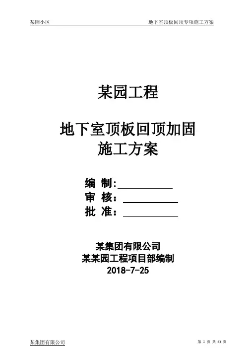 某项目地下室顶板回顶专项施工方案【范本模板】