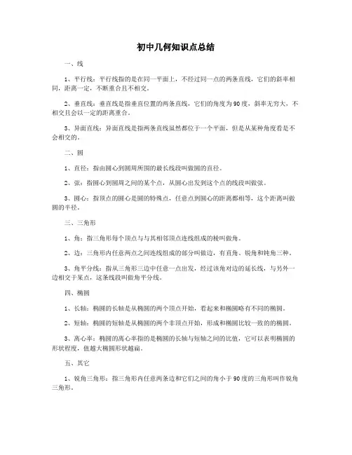初中几何知识点总结
