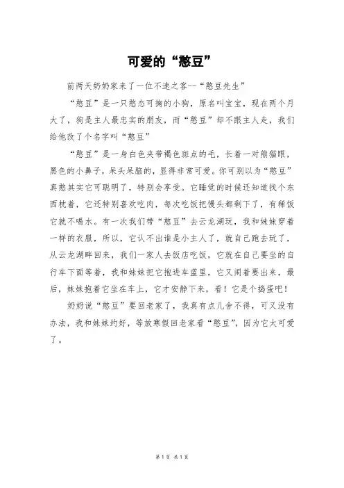 可爱的“憨豆”_四年级作文