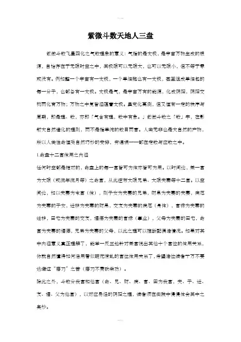 紫微斗数天地人三盘