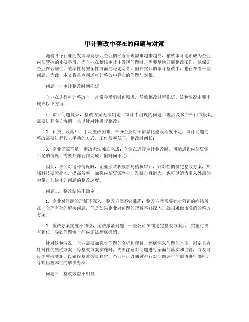 审计整改中存在的问题与对策