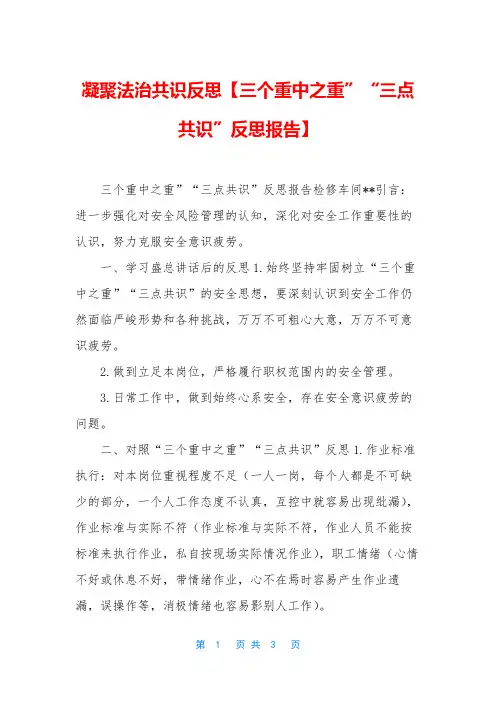凝聚法治共识反思【三个重中之重”“三点共识”反思报告】