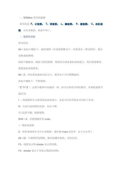 3D max快捷键大全