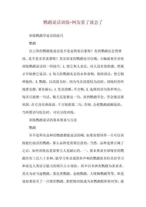 鹦鹉说话训练-网友看了就会了