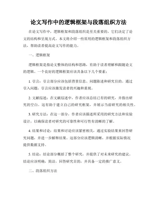 论文写作中的逻辑框架与段落组织方法